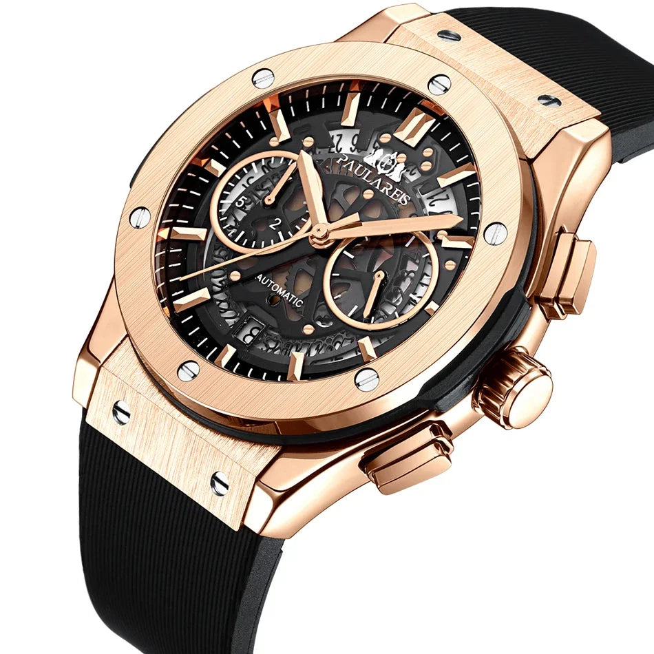 Luxury Watches for Men Chronograph Skeleton Automatic