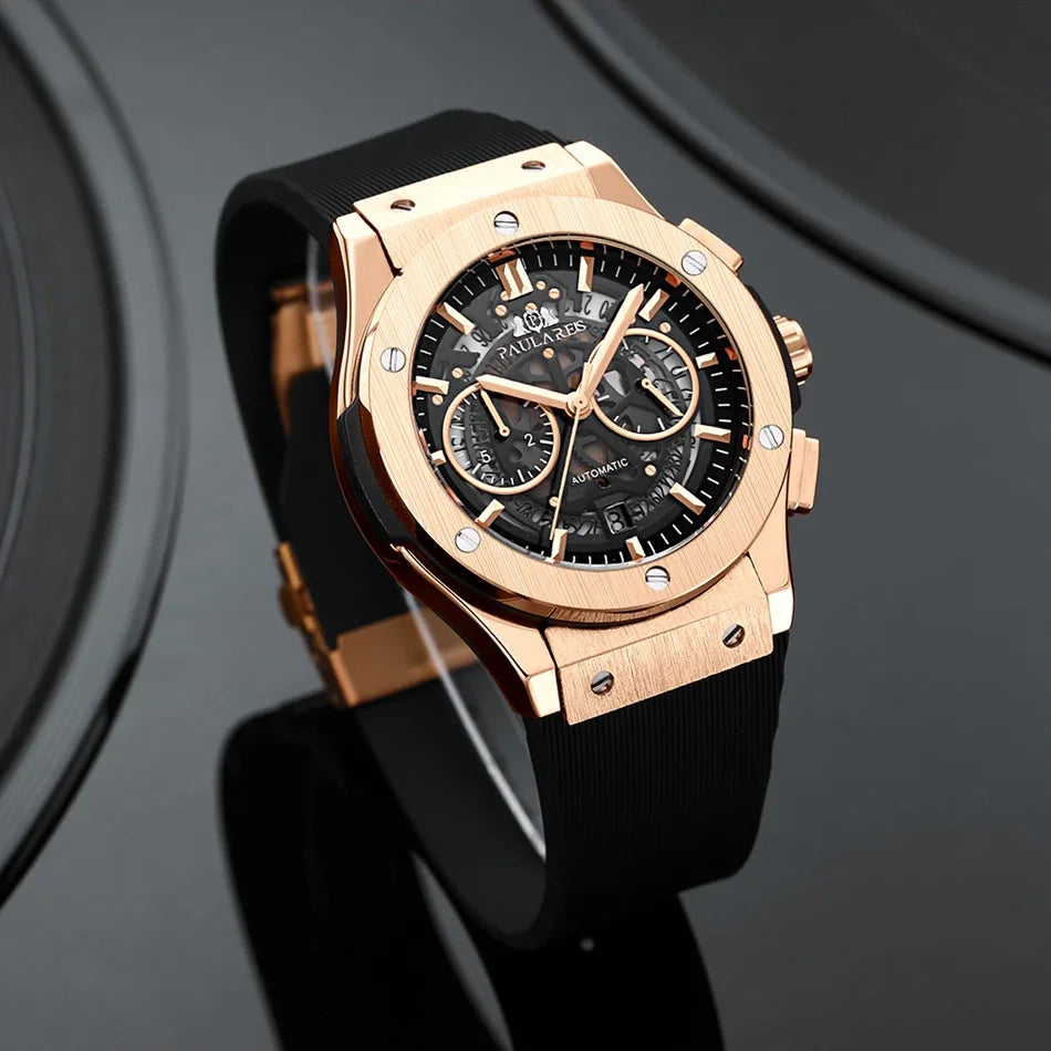 Luxury Watches for Men Chronograph Skeleton Automatic