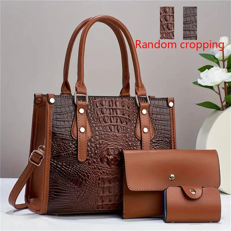 Chic 3pcs Tote Bag Set for Women - Faux Leather