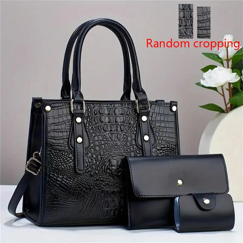 Chic 3pcs Tote Bag Set for Women - Faux Leather