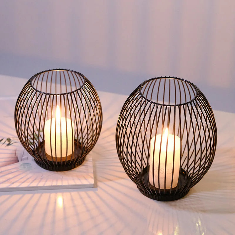 European Metal Lantern Candlestick