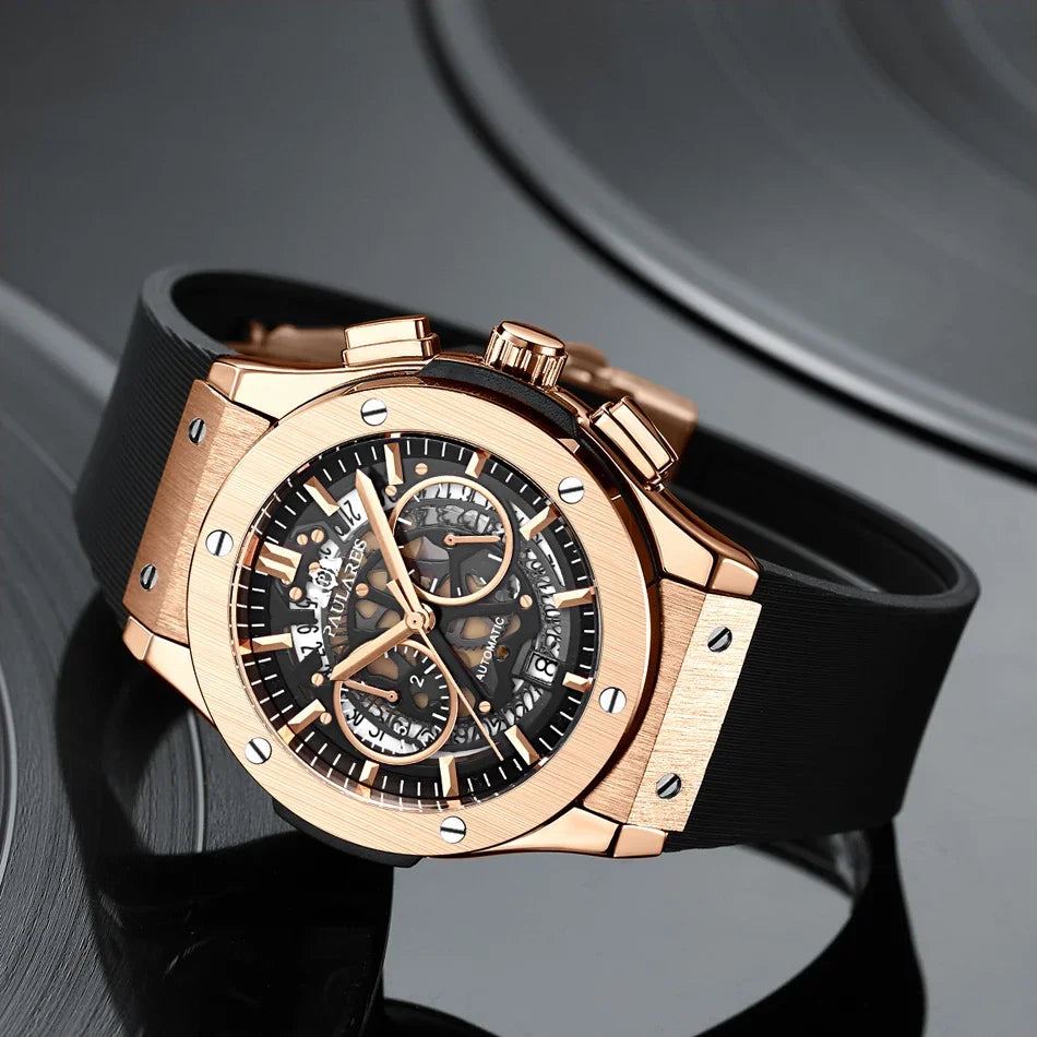 Luxury Watches for Men Chronograph Skeleton Automatic
