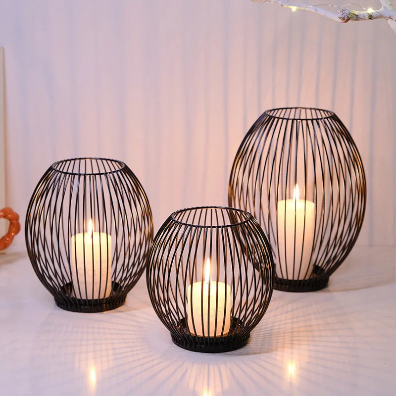 European Metal Lantern Candlestick